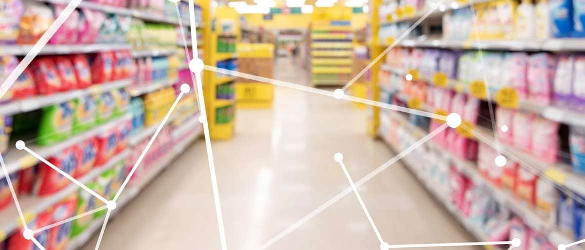 Imagem de conceito de um supermercado inteligente e conectado