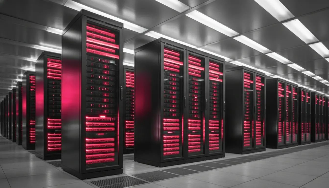 Data centers modernos construídos com concreto de baixo carbono, destacando a tecnologia e sustentabilidade
