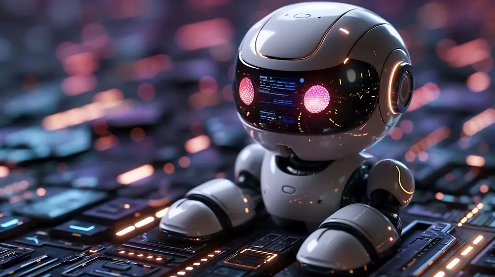 Robô futurista representando inteligência artificial com tecnologia avançada, ilustrando o tema de engenharia social em IA