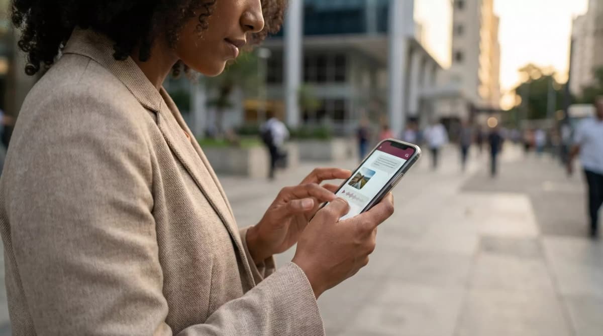 Pessoa usando smartphone para ilustrar tendências de IA multimodal no atendimento ao cliente