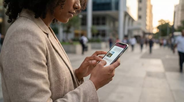 Pessoa usando smartphone para ilustrar tendências de IA multimodal no atendimento ao cliente