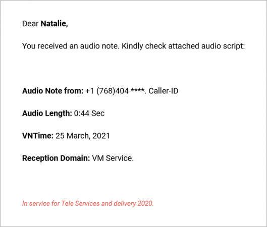 print de e-mail com anexo malicioso tirado pela GreatHorn